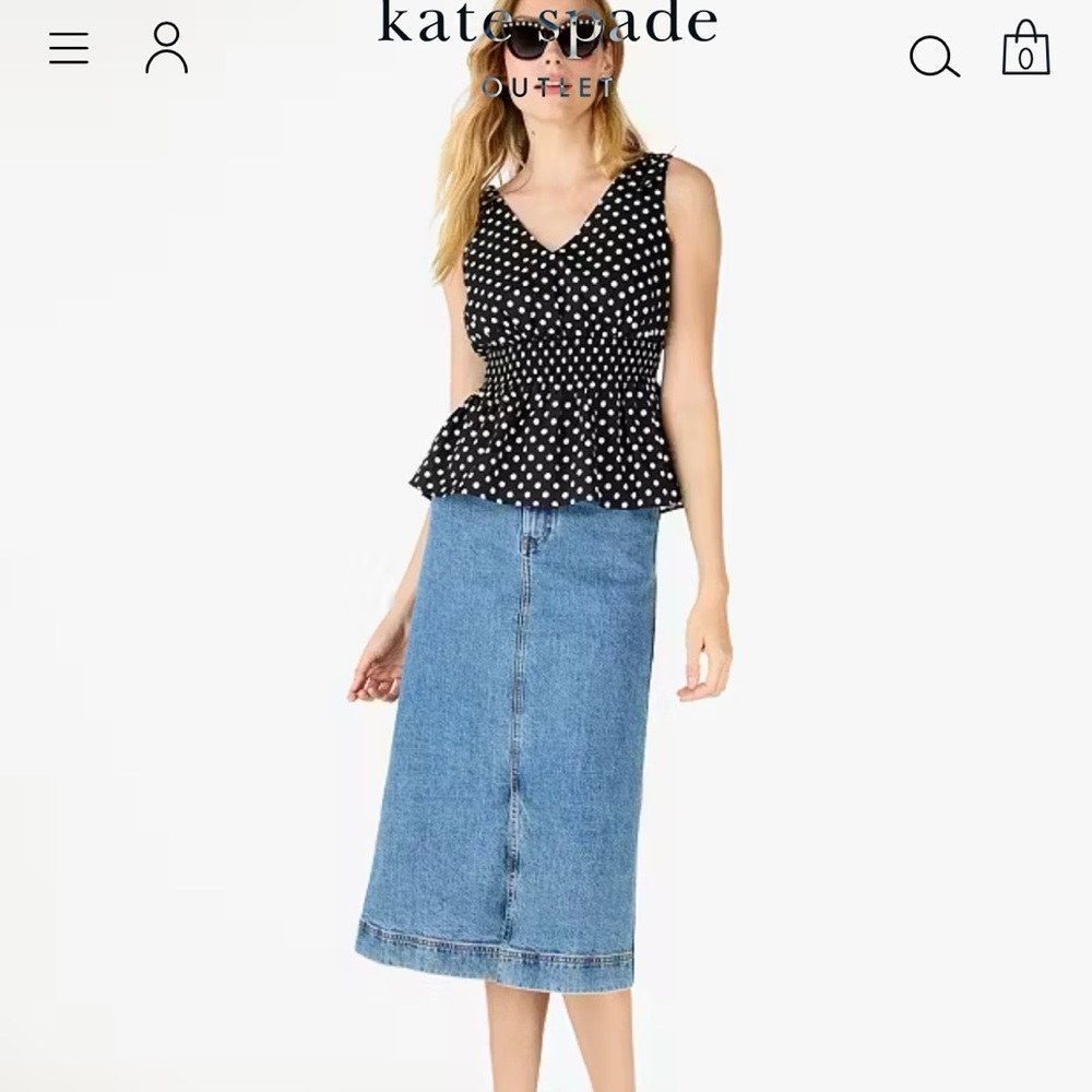 Kate Spade-Dot Dot Dot Smocked Top, Size M - Picture 4 of 13
